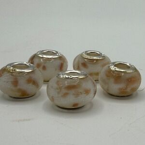 5 Lampwork Glass Beads 925 Core European‎ Style Charm Spacer Beads